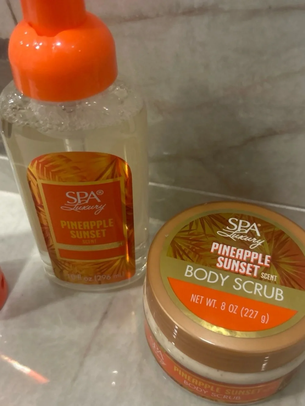 Pineapple Sunset Foaming Hand Wash, body scrub and lotion- Orange